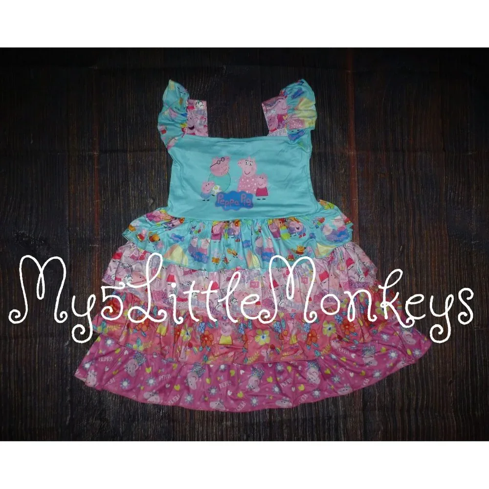 Boutique Peppa Pig Girls Sleeveless Ruffle Dress